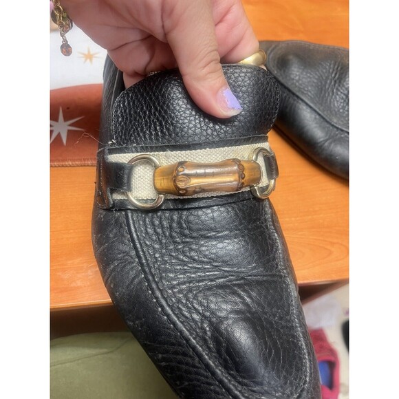 $820 Mens Black‎ Leather Gucci Bamboo Bit Loafers Sz 8.5 US  Made In ITALY main image 7